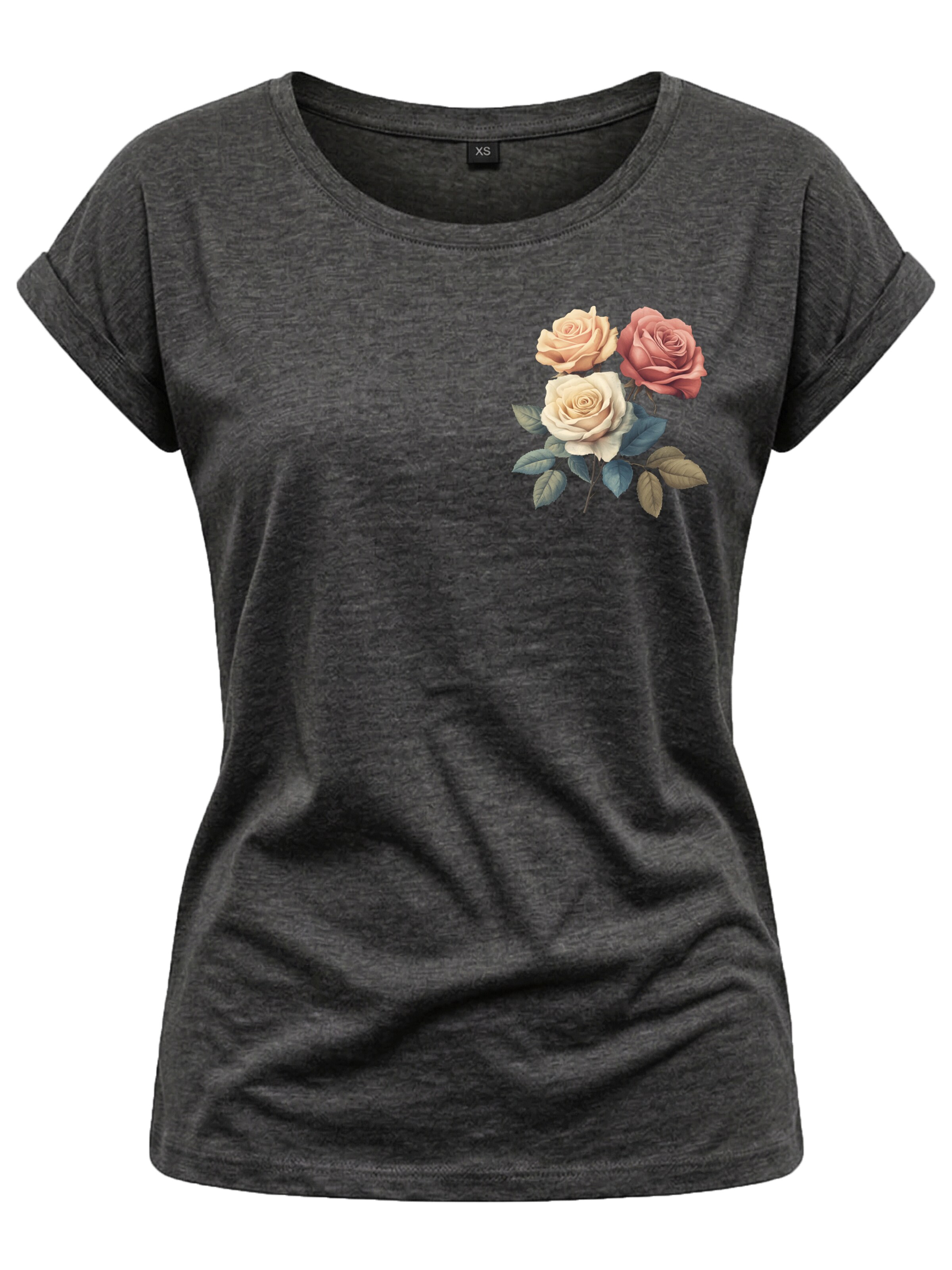 MAKAYA Shirt 'Three Roses' in Grey