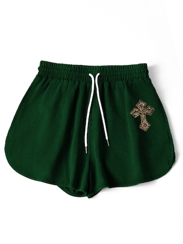 GORHEY Broek 'Women Summer Casual Drawstring Comfy Dressy Lounge Beach Vacation Print Shorts' in Groen: voorkant