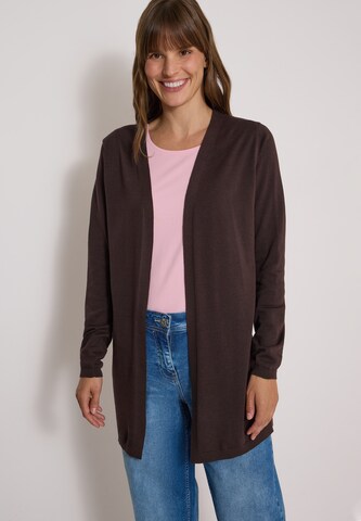 CECIL Offener Cardigan in langer Passform in Braun: Vorderseite