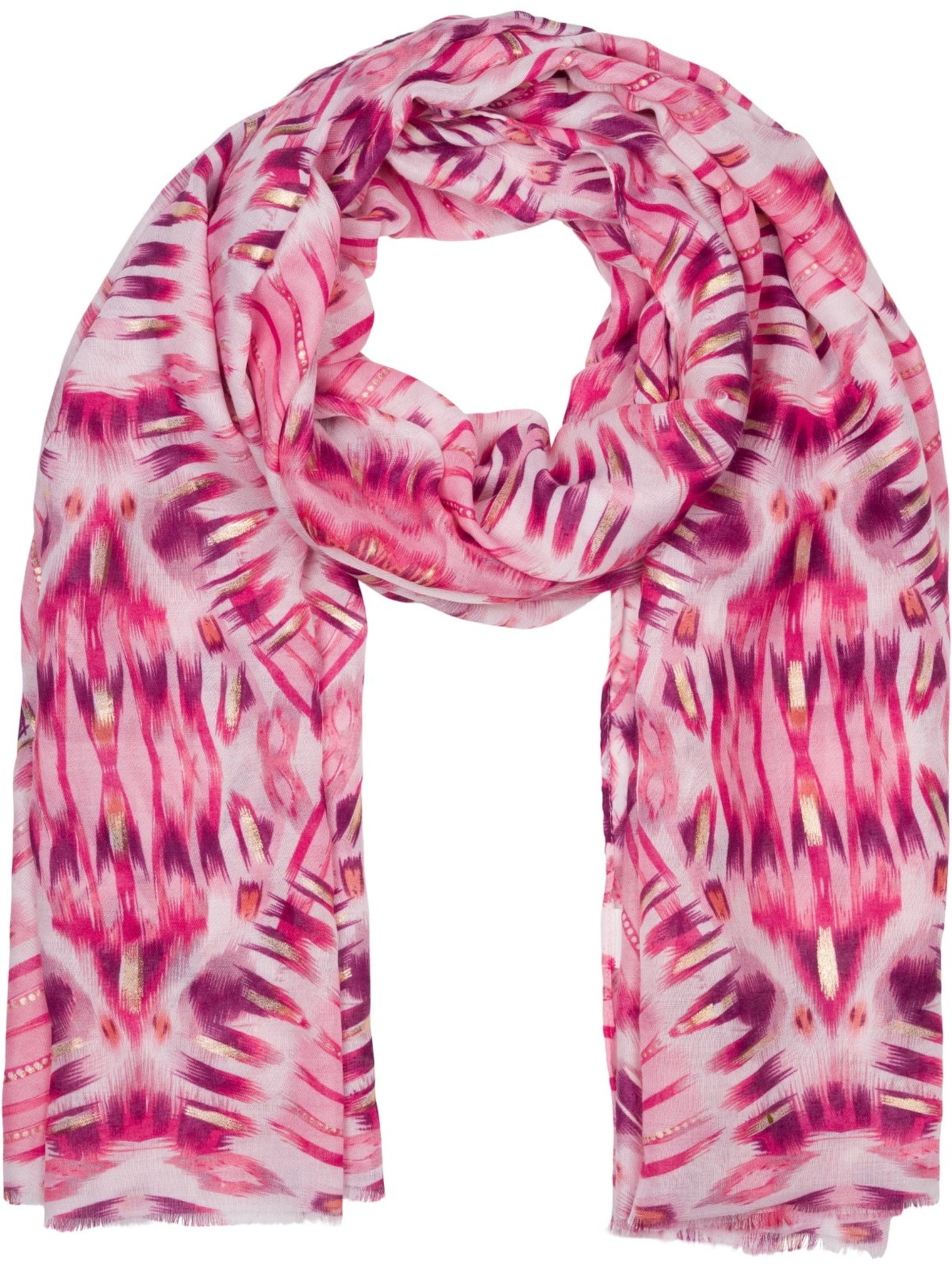 styleBREAKER Scarf 'Schal Batik Muster Metallic Streifen' in Orange: front