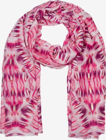 styleBREAKER Schal 'Schal Batik Muster Metallic Streifen' in Orange: Vorderseite