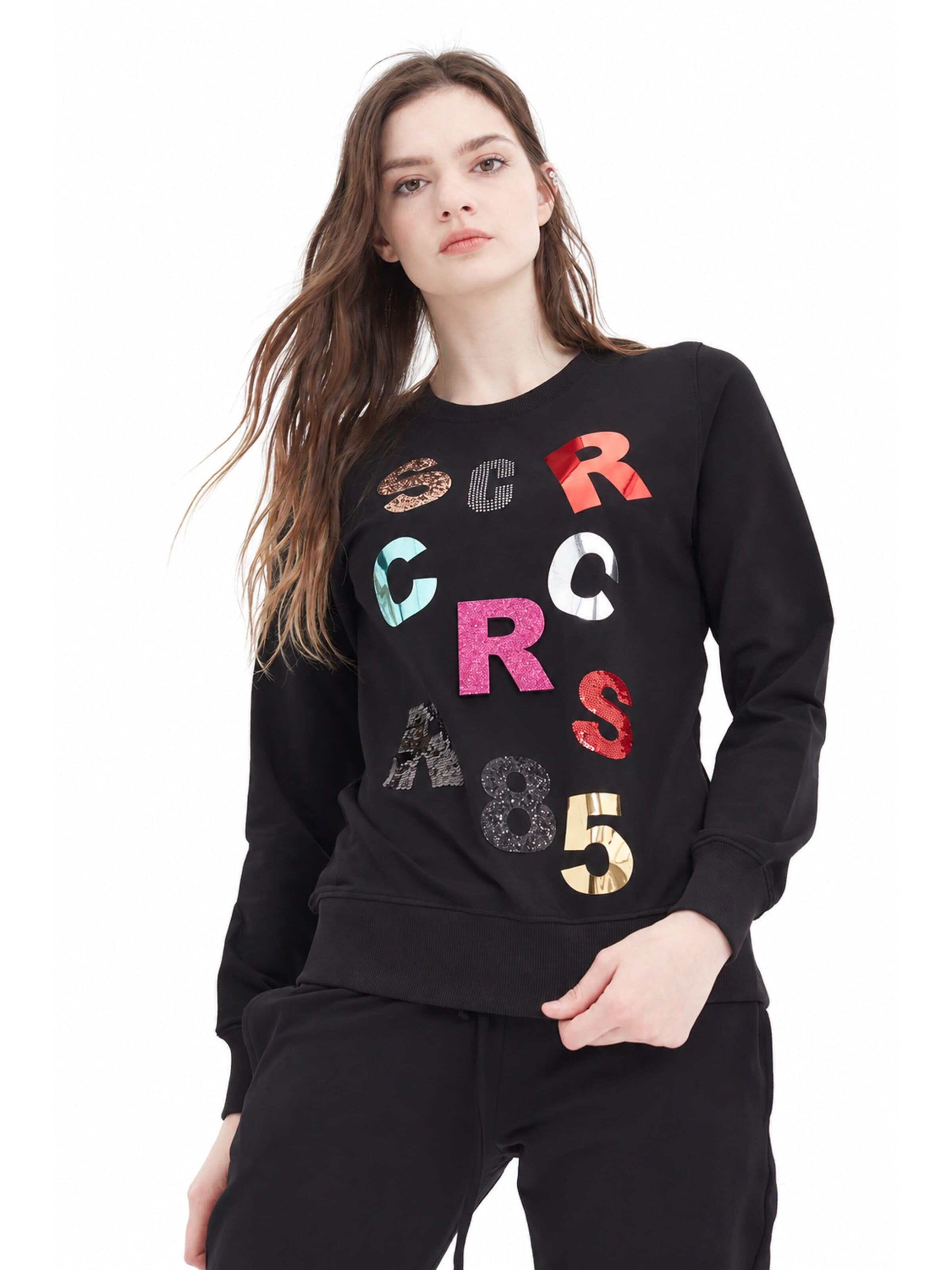 SCR. Athletic Sweater 'LELYA' in Black