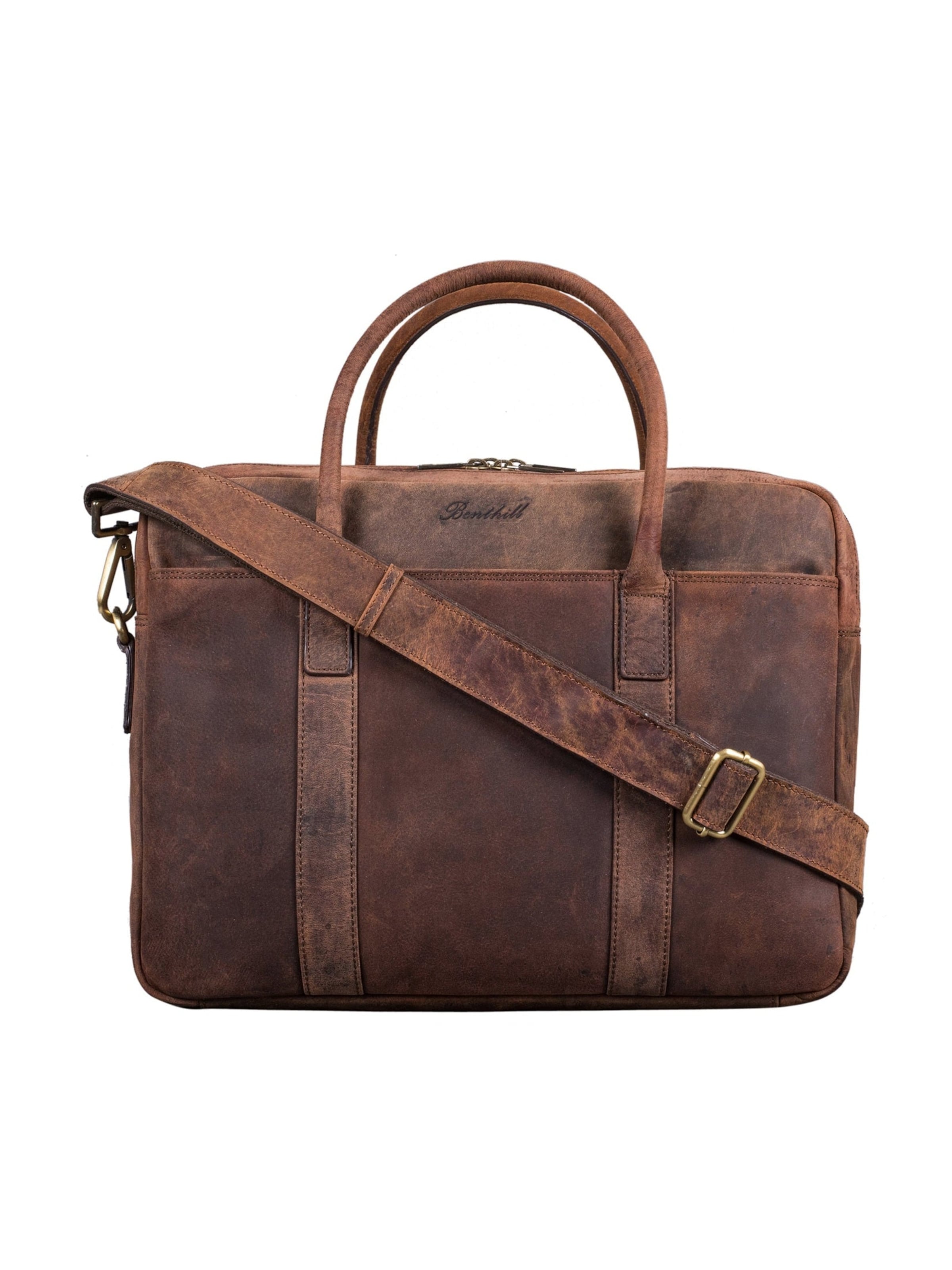 Benthill Laptop Bag in Brown: front