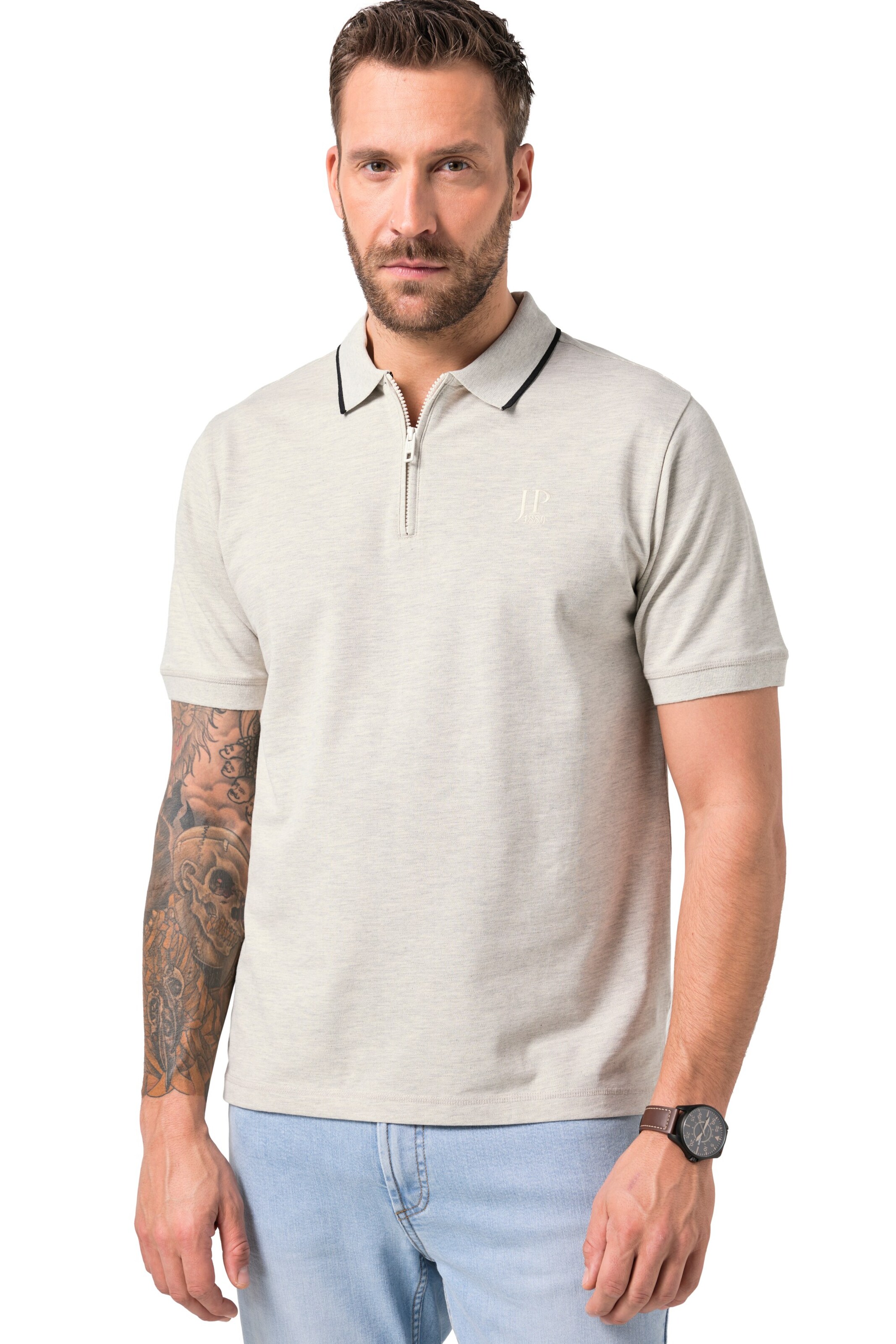 JP1880 Poloshirt in Beige: Vorderseite
