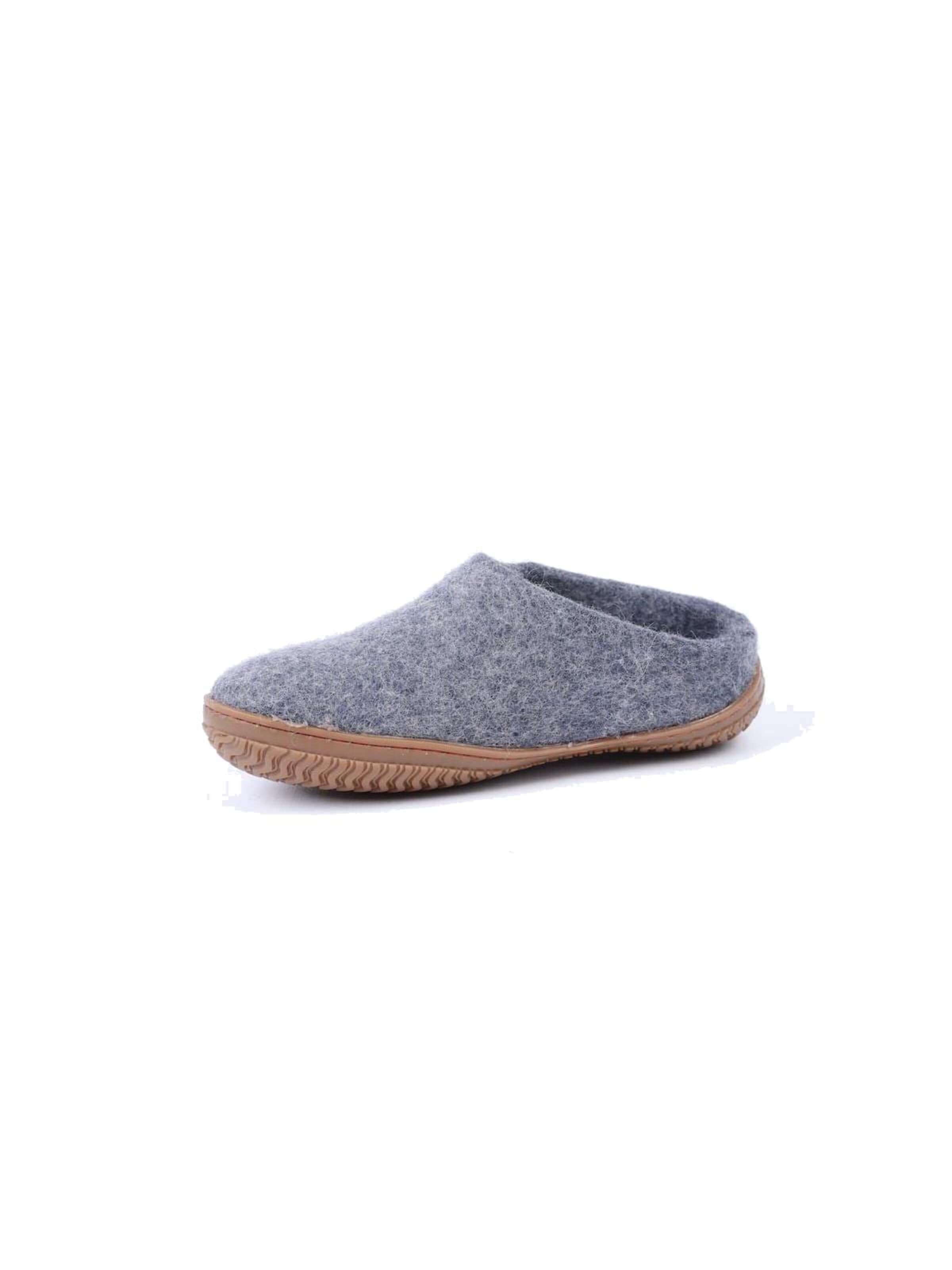 SHUS walk with nature Pantolette 'Sutsko i Demin af uld med Gummisål - Dansk Design fra SHUS' i blå: framsida