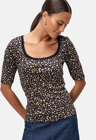 zero Blumenshirt mit Wellensaum in Mischfarben: Vorderseite