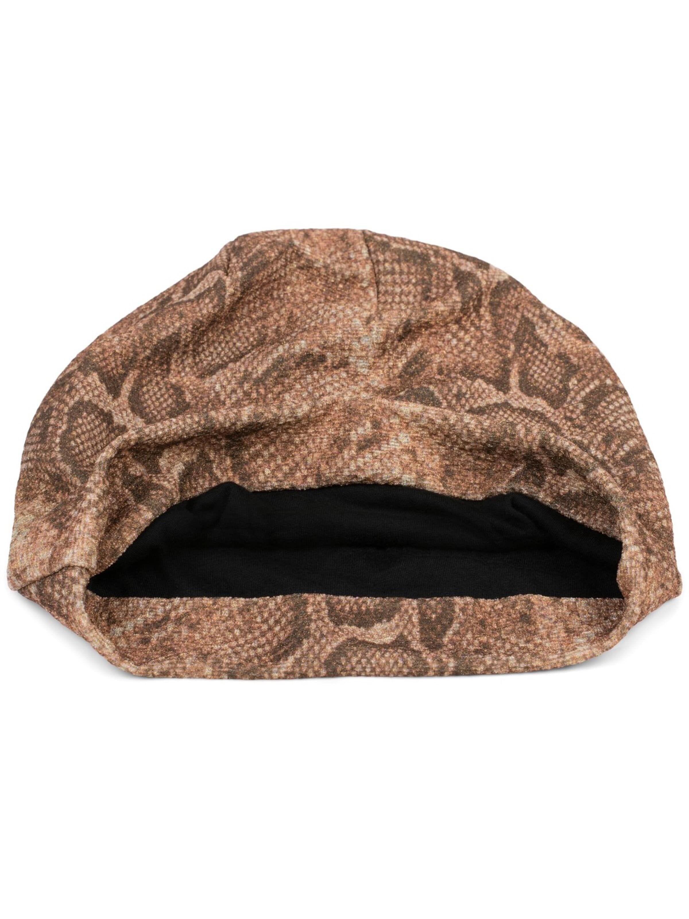 styleBREAKER Mütze 'Beanie Mütze Glitzer Schlangen Muster'‌‌‌‌‌‌ in Braun