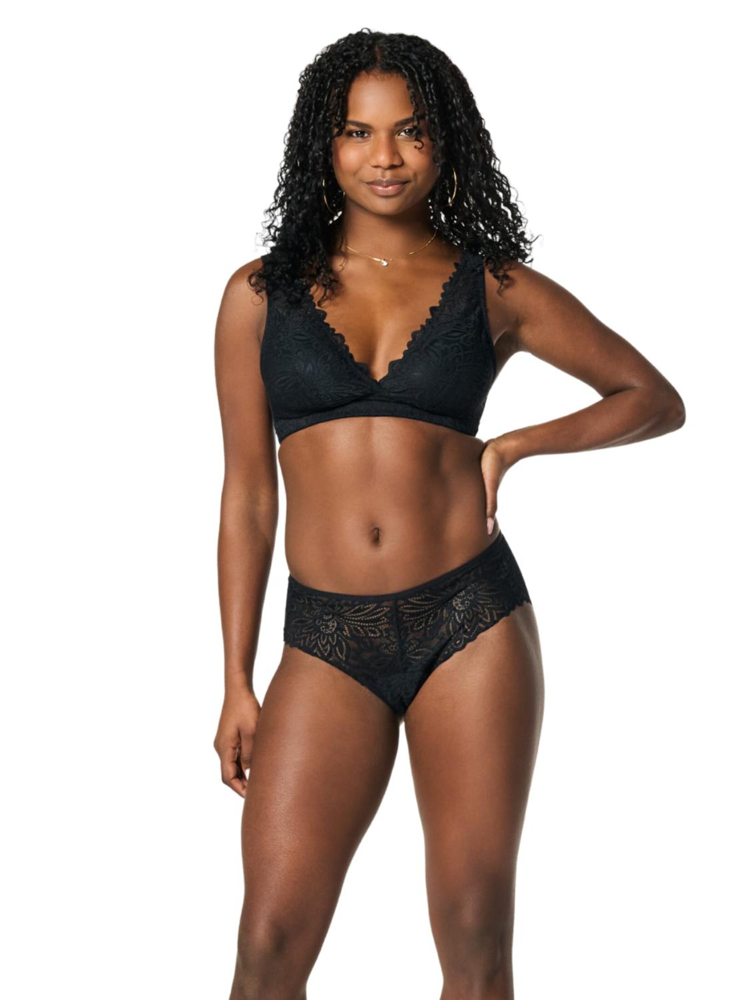 Moodies Undies Slip 'Hipster Lace gemiddeld-zwaar' in Zwart: voorkant