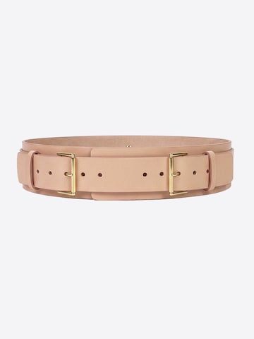 Ceinture 'Double Buckle' Haute Cuir en beige : devant
