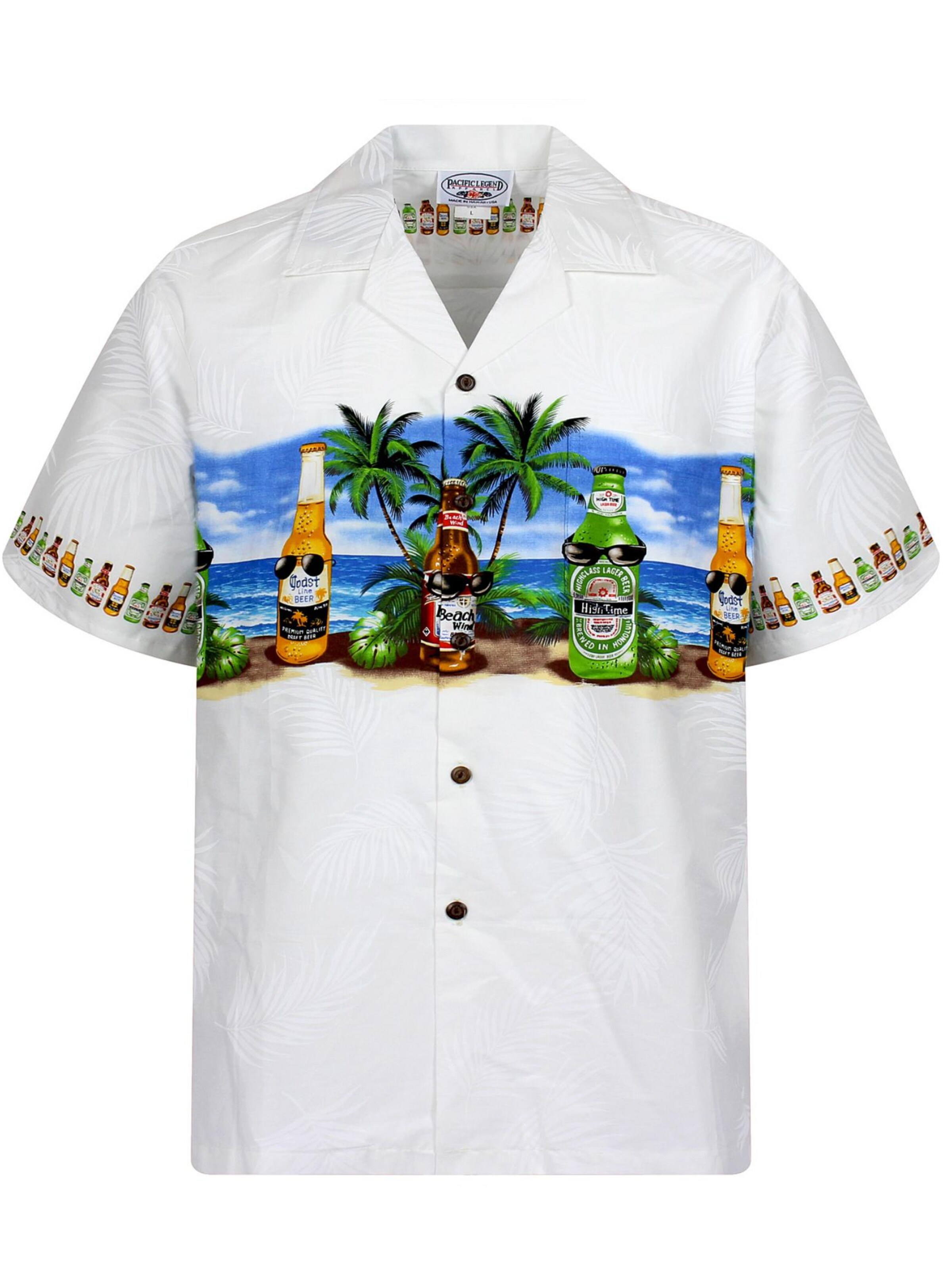 Pacific Legend Regular Fit Hemd 'Corona Brustdruck'‌‌‌ in Weiß: Vorderseite