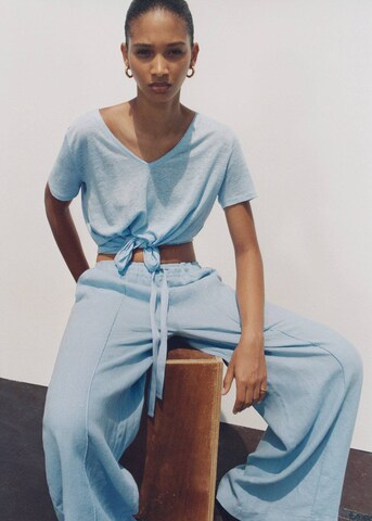 MANGO Wide leg Trousers 'Begur' in Blue