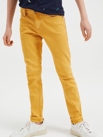 Coupe slim Jean WE Fashion en jaune : devant