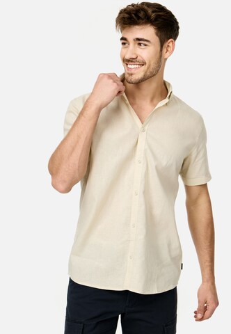 INDICODE JEANS Regular fit Button Up Shirt 'Bravida' in Beige: front