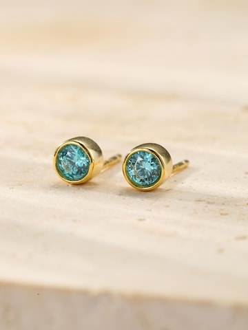Hey Happiness - Pendientes 'Aquamarine Bezel Cubic Zirconia' en oro