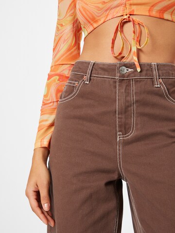 NEON & NYLON Široke hlačnice Hlače 'LOLA' | rjava barva