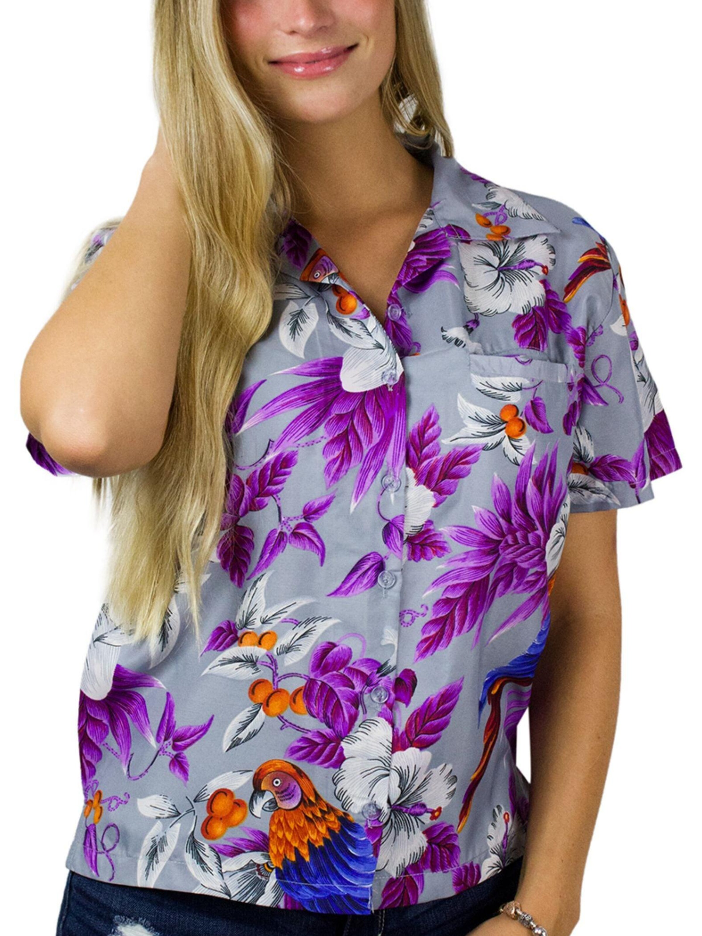 King Kameha Blouse 'Cherryparrot' in Grey