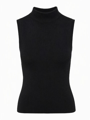ARACH&CLOZ Knitted Top 'Tanktop Damen Wolle Blend Ärmellos Pullover Freizeit Business Oberteile' in Black: front
