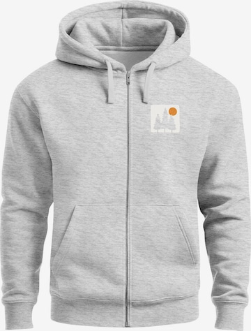 Neverless Zip-Up Hoodie 'Pine Trees' in Grey: front