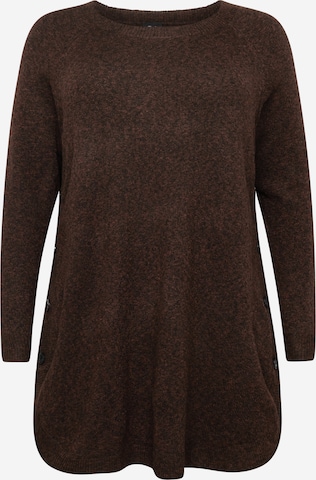 Zizzi Knitted dress 'SUNNY' in Brown: front