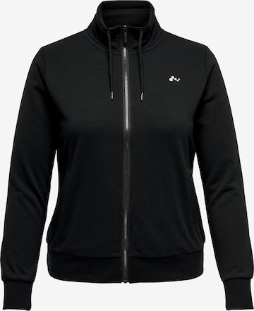 Only Play Curvy Athletic Zip-Up Hoodie 'Elina' in Black: front