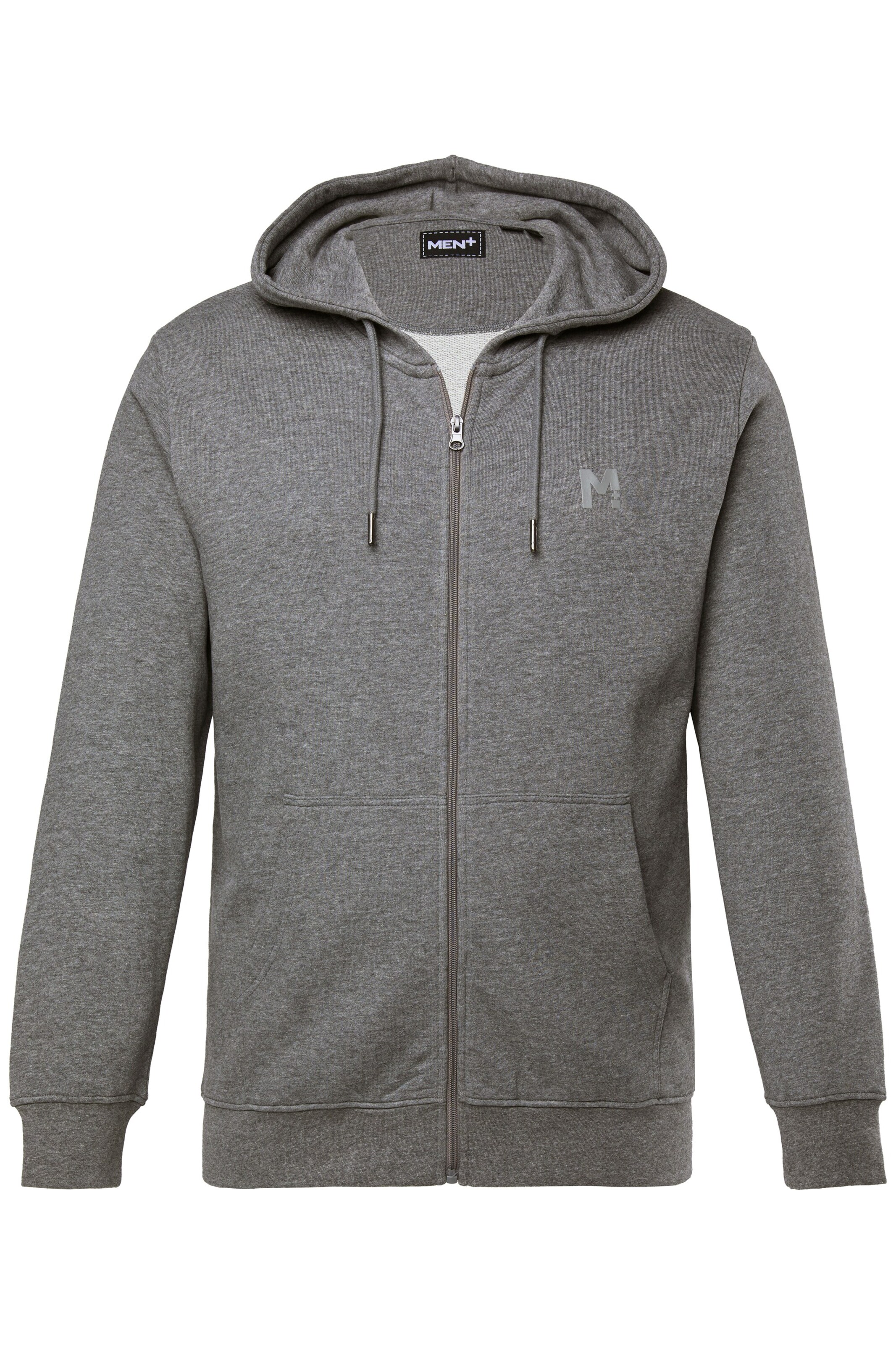 Men Plus Sweatjacke in Grau: Vorderseite