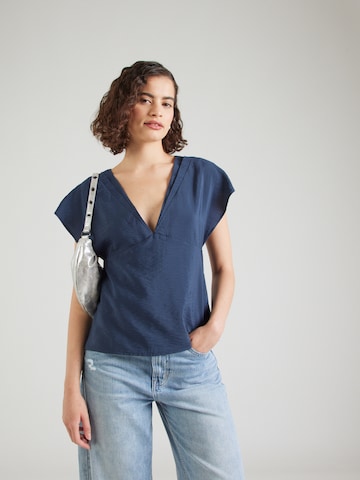 SELECTED Tunika 'SLFCALA SS V-NECK TOP EX' – modrá: přední strana