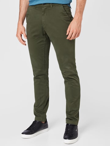 Calvin Klein Chino Pants 'SATEEN' in Green: front