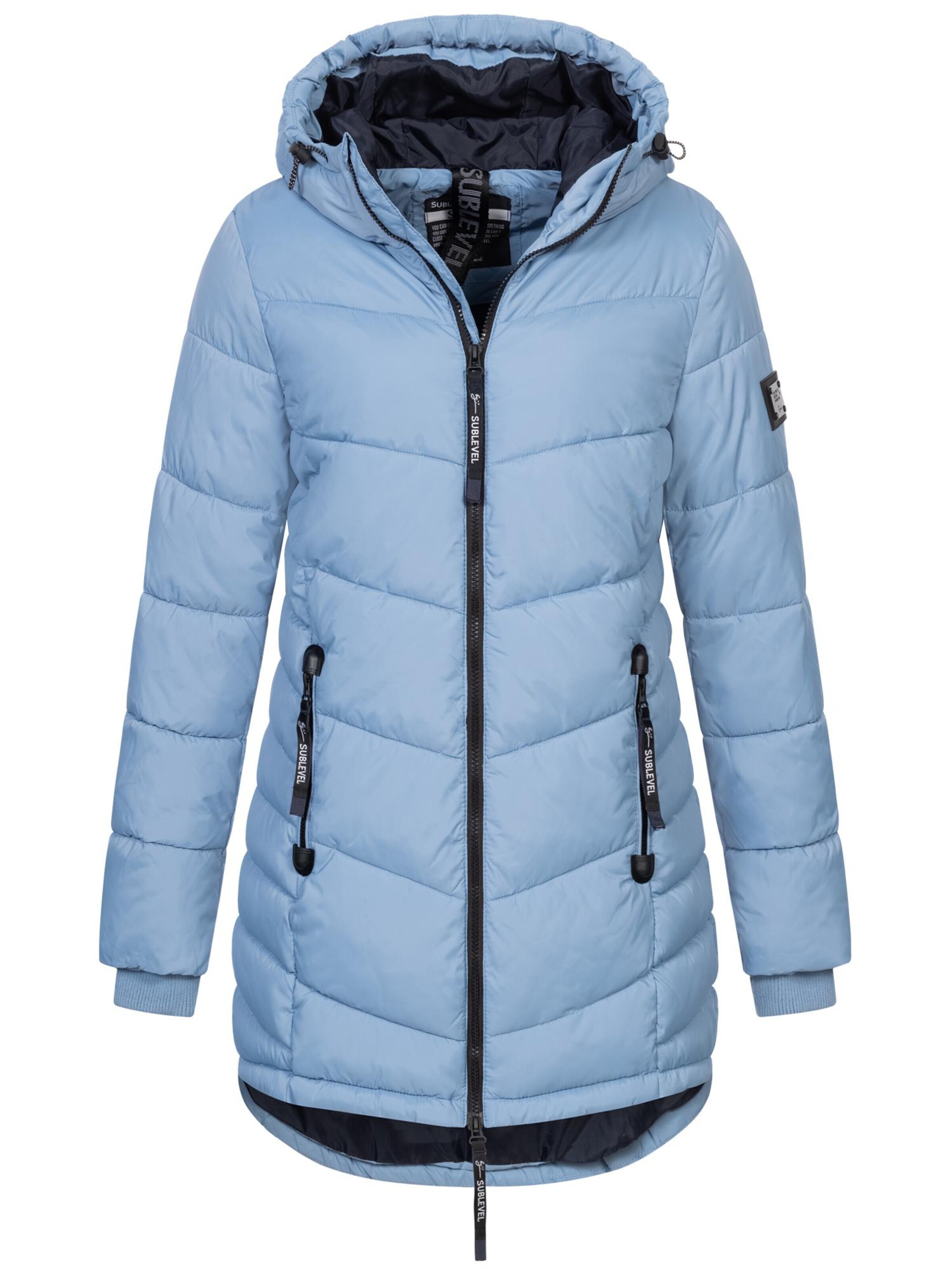 Sublevel Winter Jacket 'Damen Winter Jacke Mantel Parka Steppjacke Steppmantel Wintermantel' in Blue: front