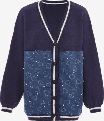 SANIKA Knit Cardigan in Blue: front