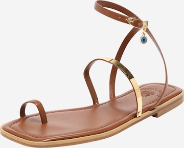 Marietta's Fantasy T-Bar Sandals 'MELANTHI' in Bronze: front