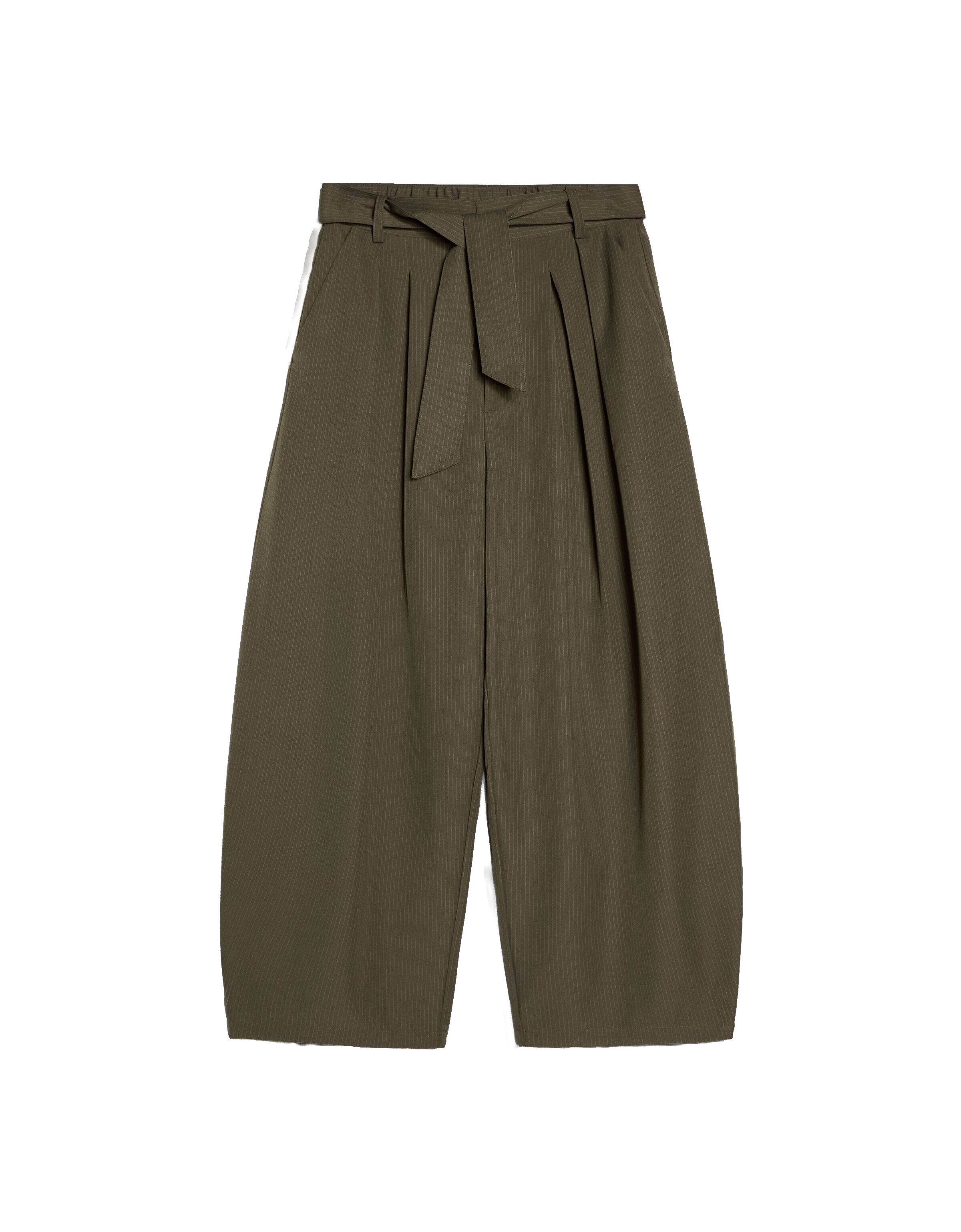 Bershka Baggy Veckad byxa i grön: framsida