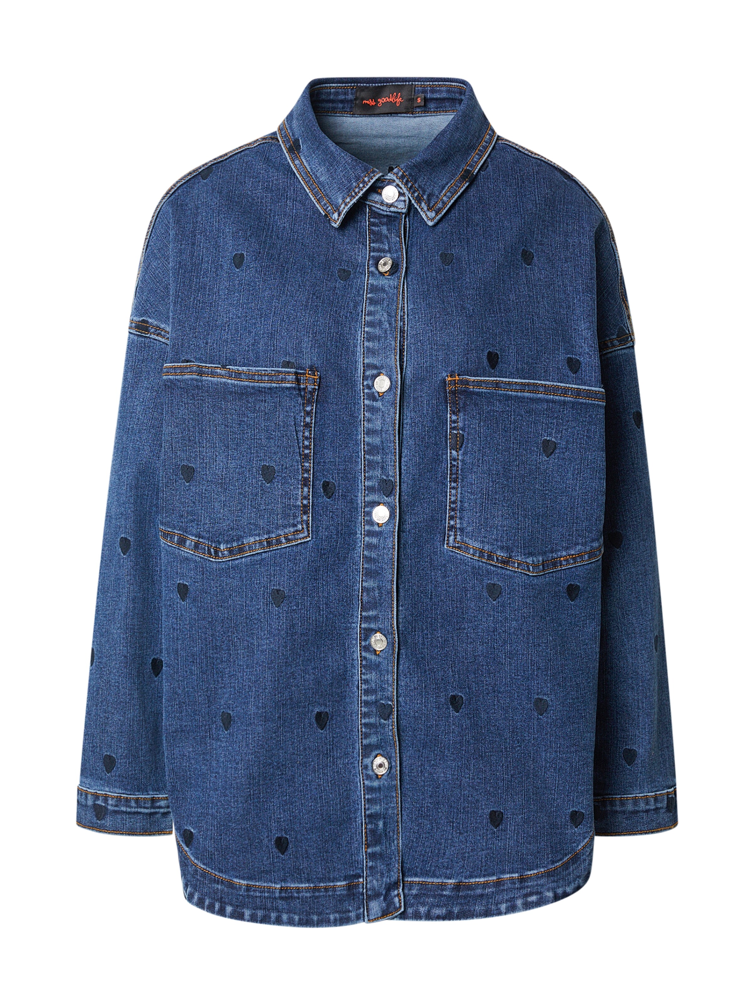 miss goodlife Blouse 'Hearts' in Blauw: voorkant