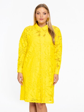 Yoek Shirt Dress ' Lace' in Yellow: front