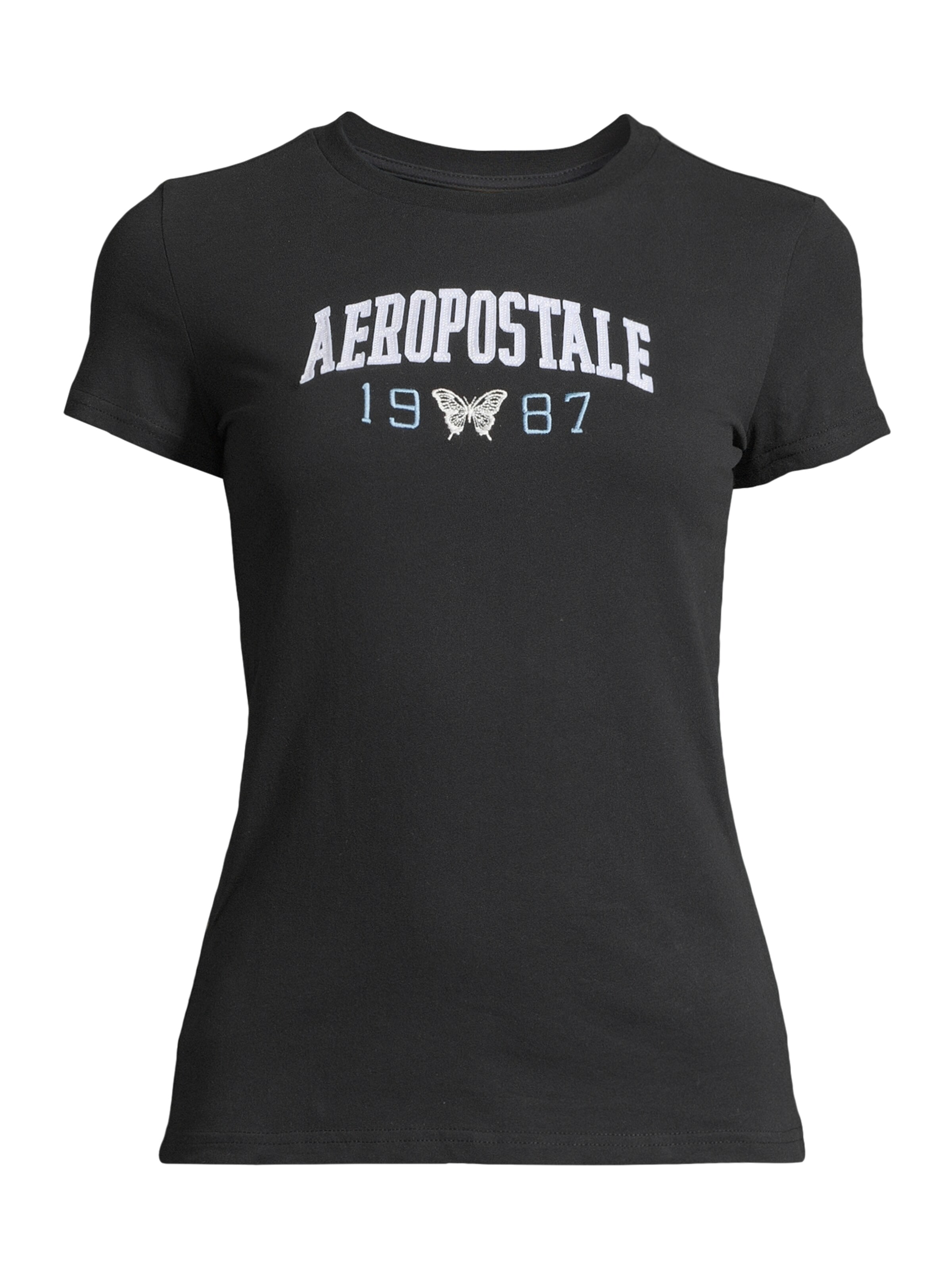 AÉROPOSTALE Μπλουζάκι 'JKI ARCH 1987 BTTRFLY' σε μαύρο: μπροστά