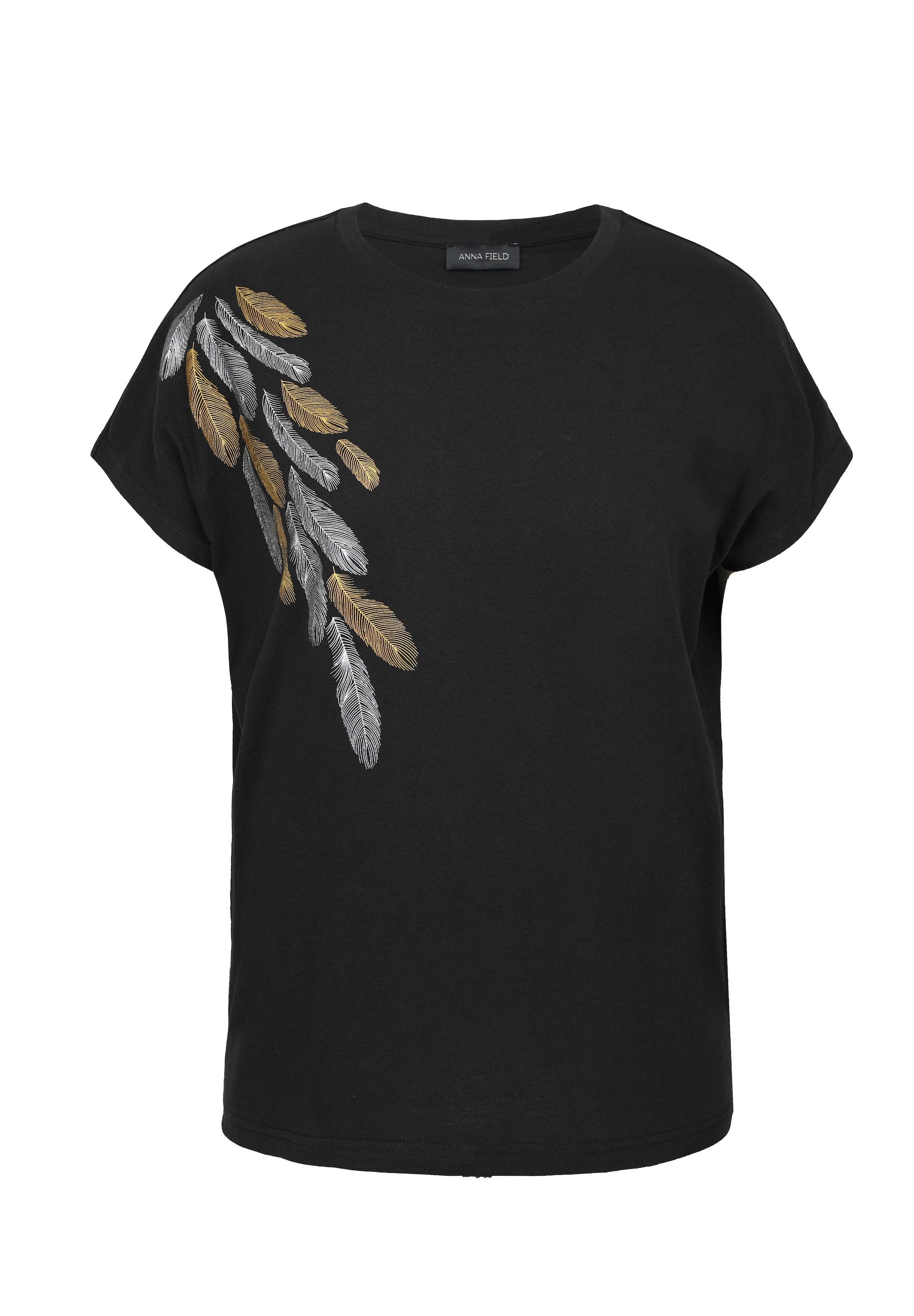 Maglietta 'FEATHER' in XS Anna Field di colore oro / nero / argento, Visualizzazione prodotti