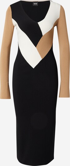BOSS Pletena haljina 'Florency' u pijesak / crna / bijela, Pregled proizvoda
