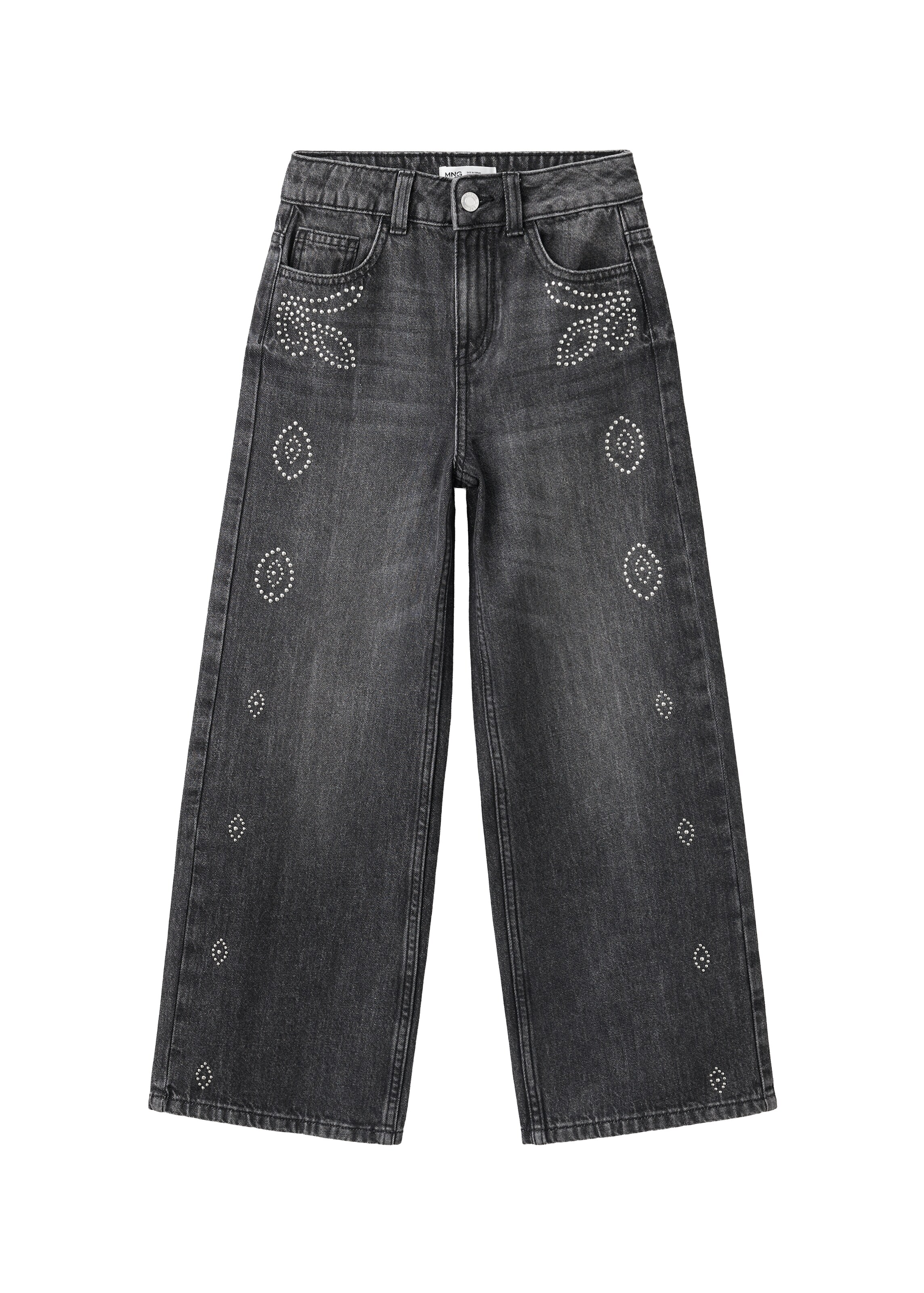 MANGO KIDS Wide leg Jeans 'COWBOY' in Grijs: voorkant