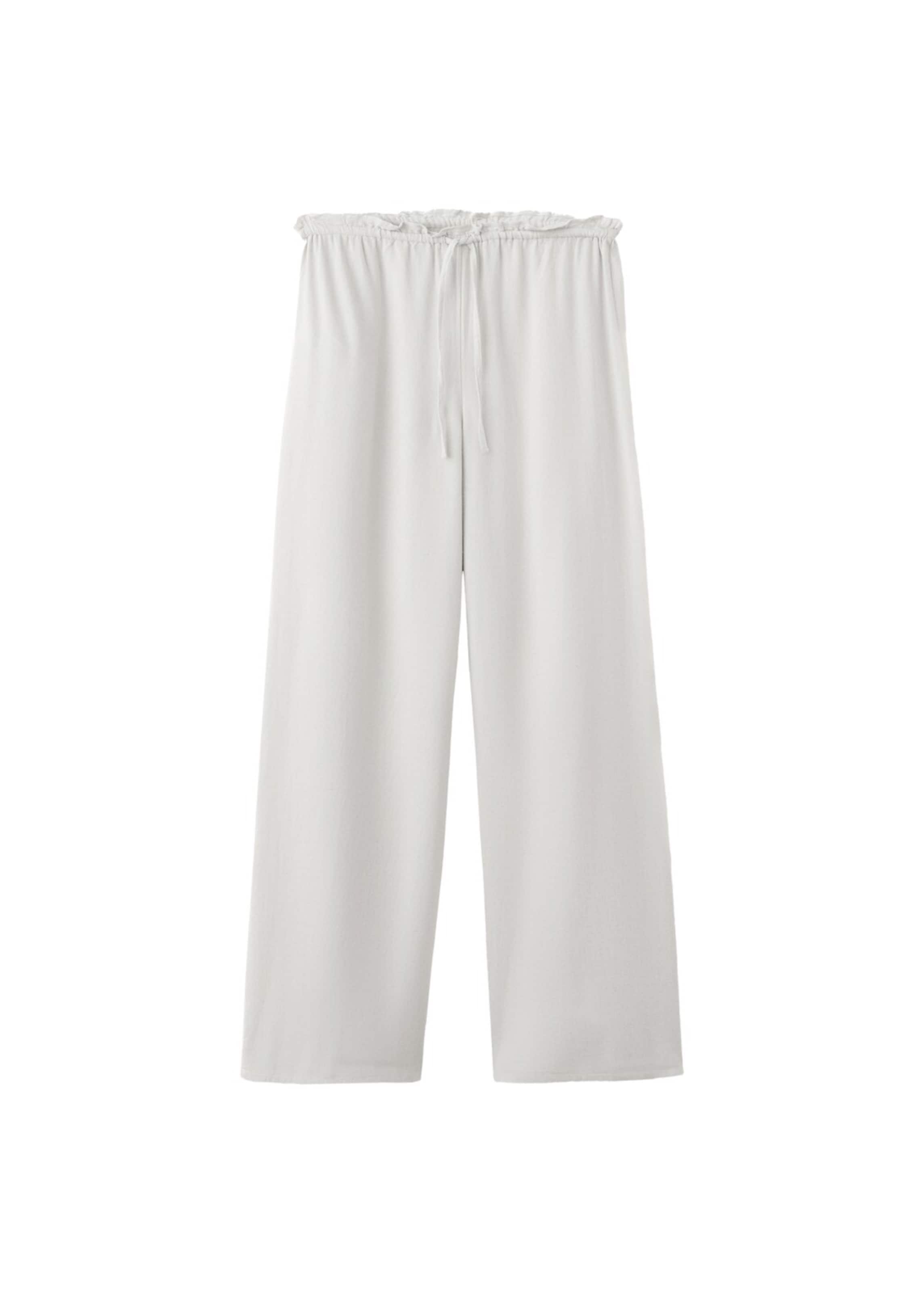 MANGO TEEN Wide leg Pants 'Rufflelg' in White: front