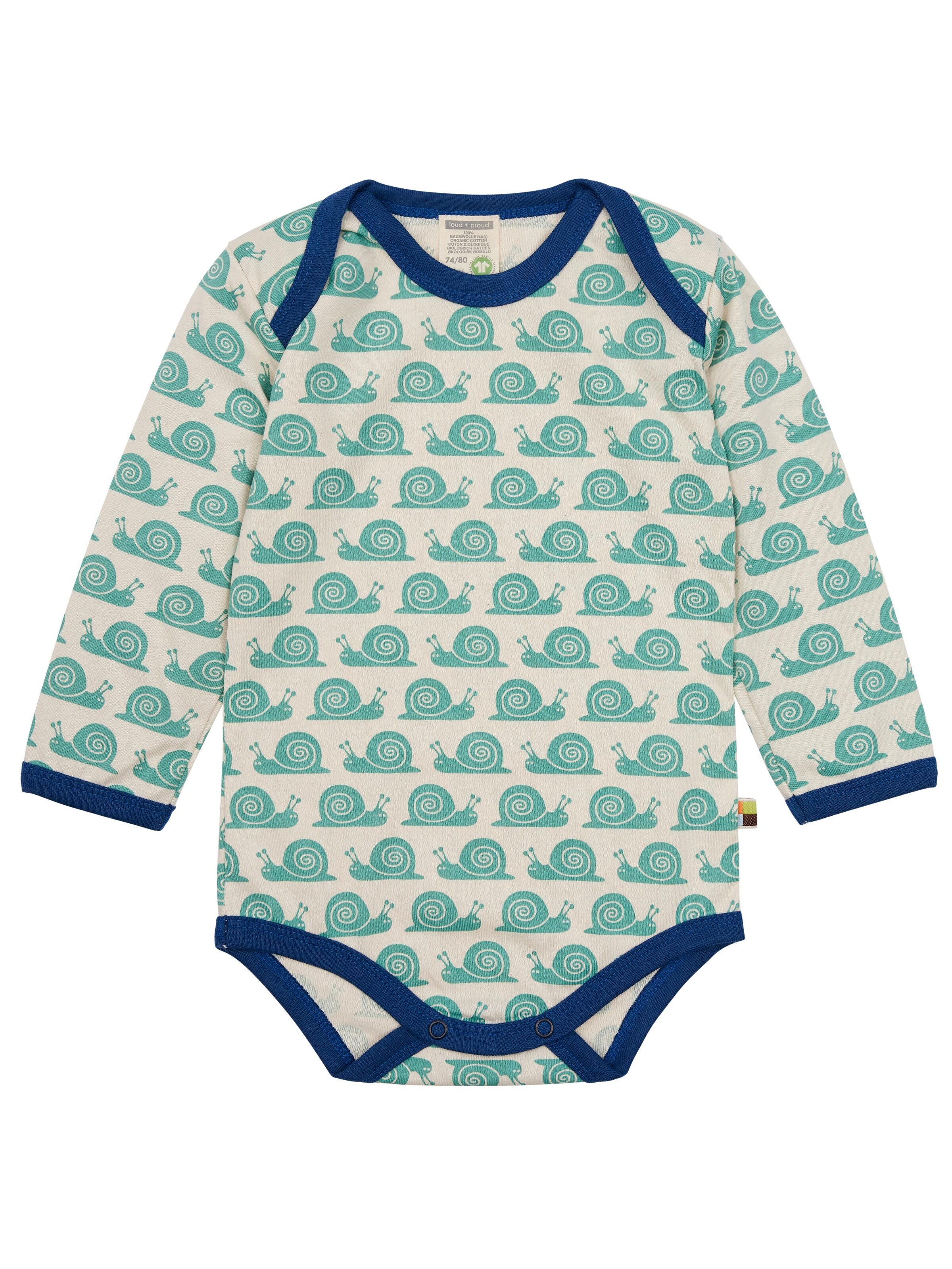 loud + proud Romper/Bodysuit 'Schnecken' in Green: front