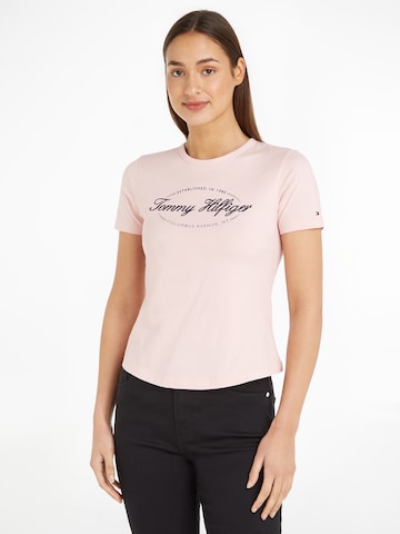 T-shirt TOMMY HILFIGER en rose : devant