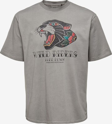 T-Shirt 'Fred' Only & Sons Big & Tall en gris : devant