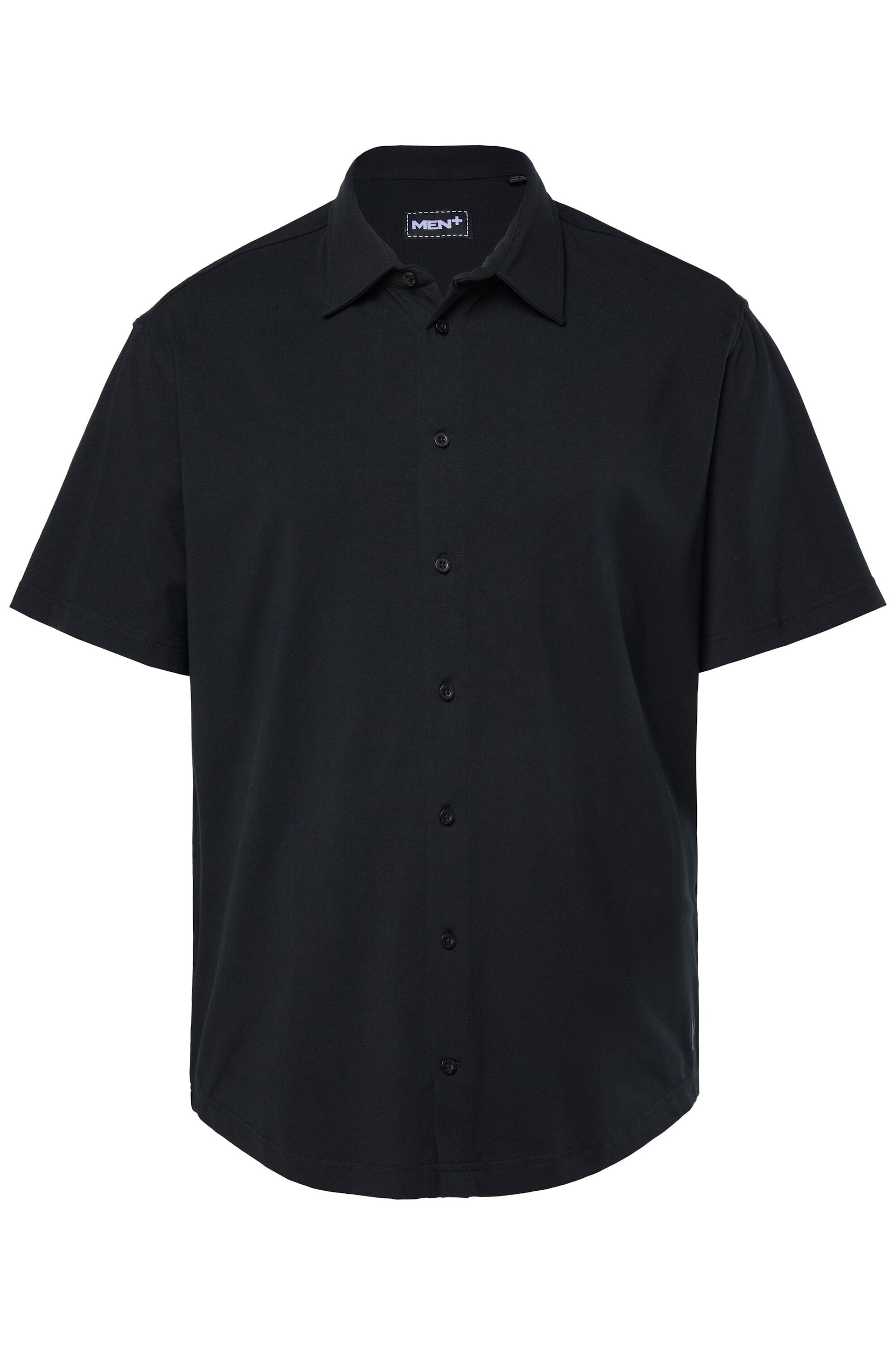 Men Plus Comfort fit Overhemd in Zwart: voorkant