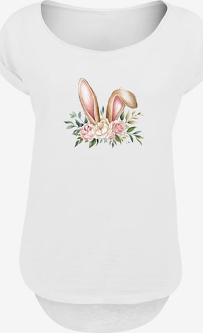 T-shirt 'Blumen Osterhasen Ohren Dekor' F4NT4STIC en blanc : devant