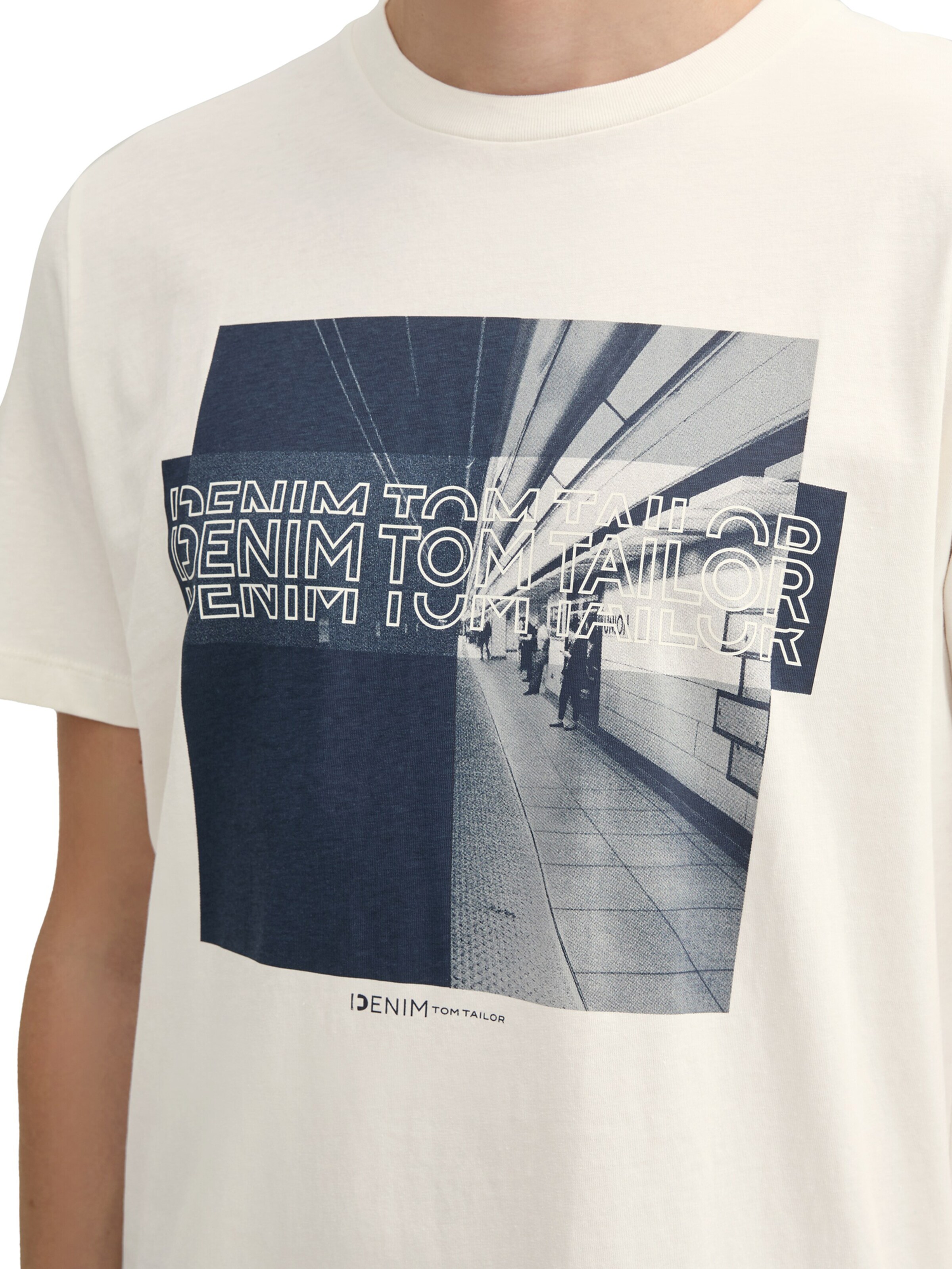 TOM TAILOR DENIM Μπλουζάκι σε λευκό