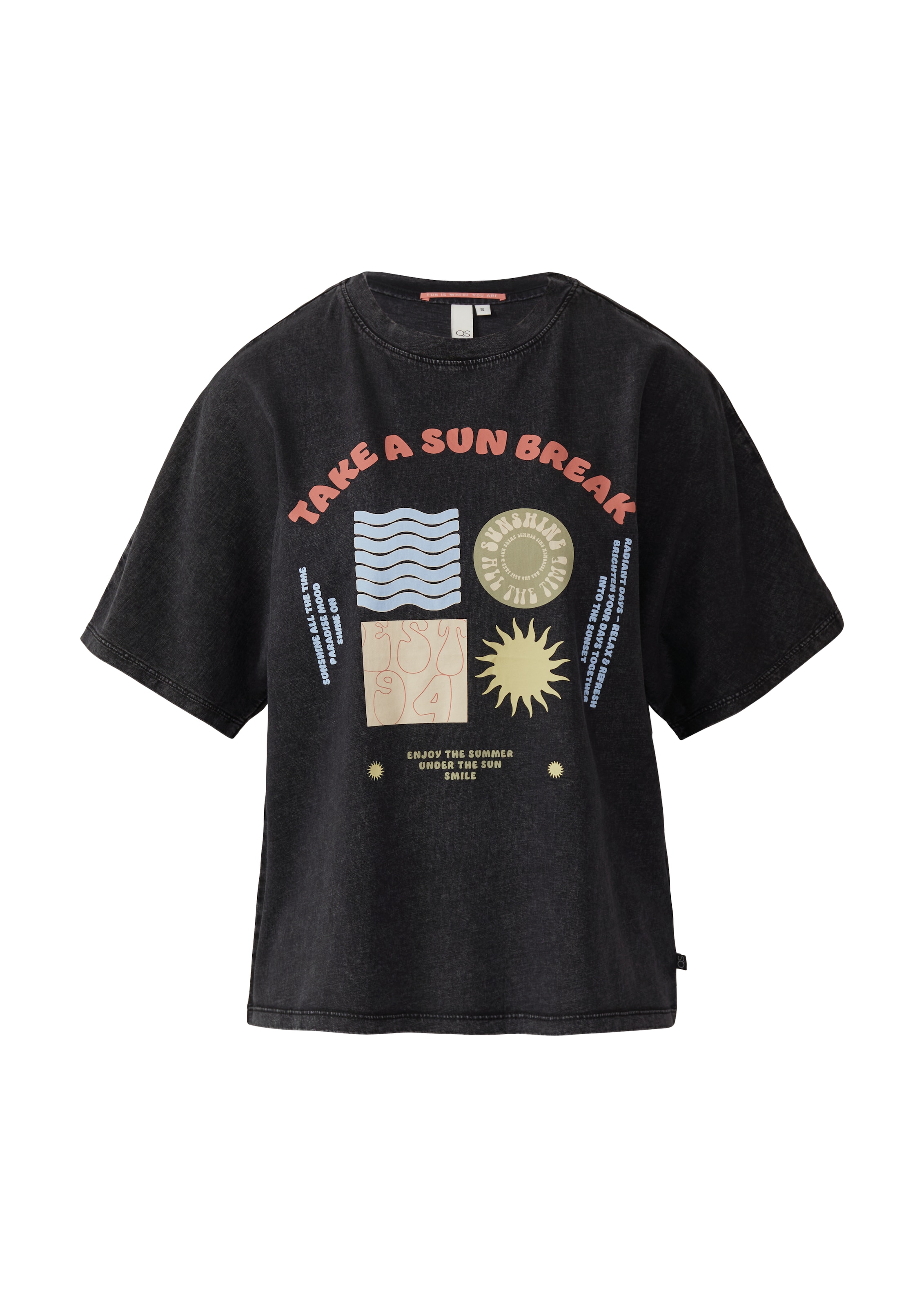 QS T-Shirt in Schwarz: Vorderseite