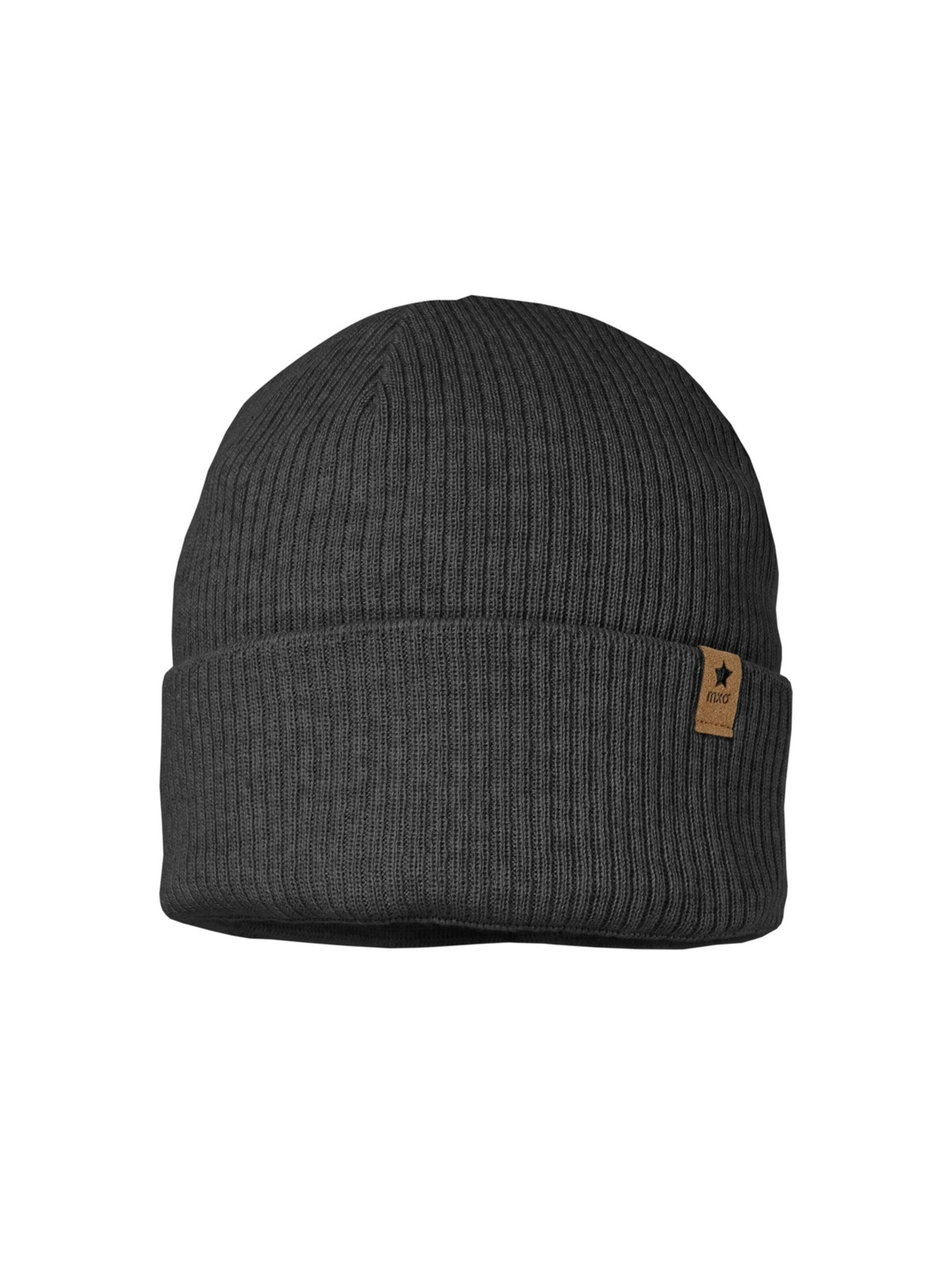 MAXIMO Beanie 'GOTS MINI-Mütze, Rippe Umschlagrand, Baumwollfleecefutter' in Grey: front