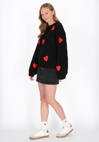 MYMO Υπερμέγεθες πουλόβερ 'Young Fashion' σε μαύρο