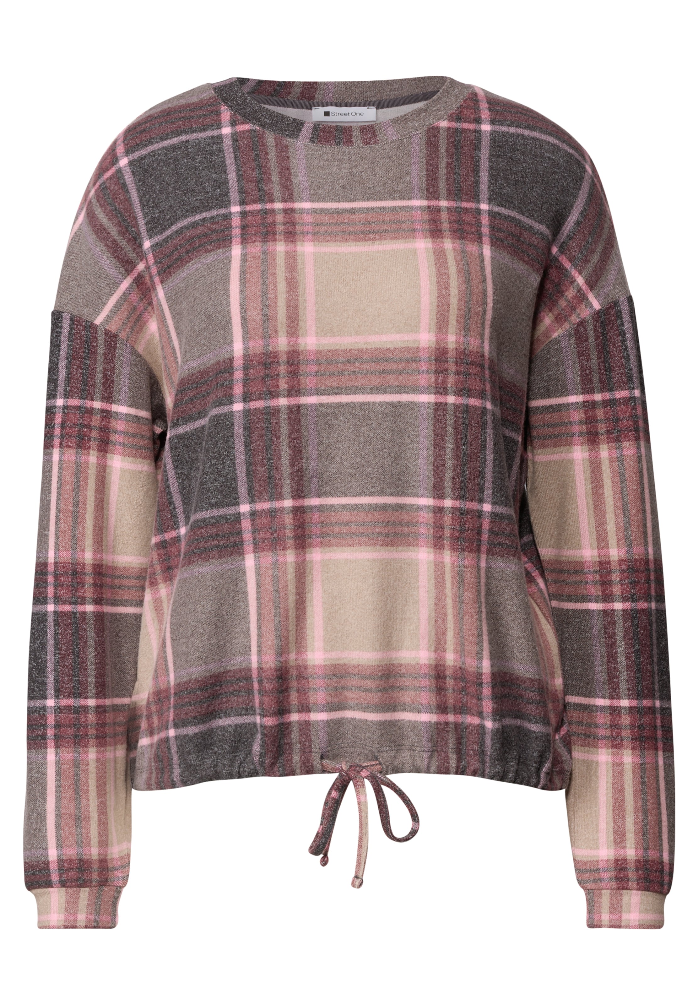 STREET ONE Shirt in XS in Sand / Dark grey / Rose / Magenta, Item view