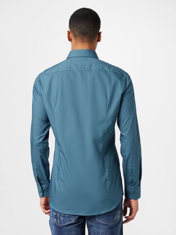 Coupe slim Chemise 'H-Hank' BOSS Black en bleu