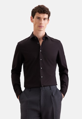SEIDENSTICKER Slim Fit Hemd in Schwarz: Vorderseite